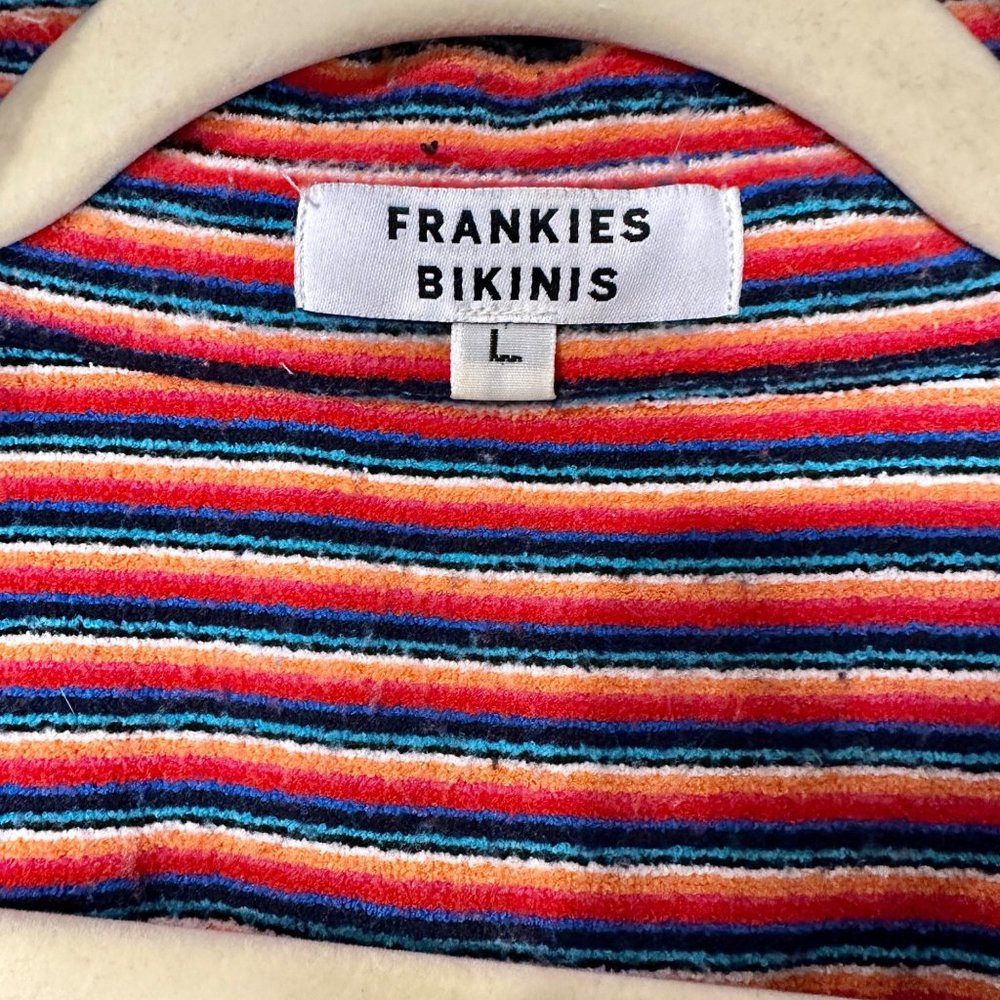 FRANKIES BIKINIS‎ Coco Stripe Terry Cover-up Top In Sunset Stripe Sz L - Picture 7 of 9